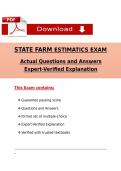 STATE FARM FIRE ESTIMATICS EXAM Questions and Ansẉers  Expert-Verified Explanation Latest update 2026&sol;27 A&plus;