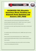 HAZWOPER FRO &lpar;Biosafety Hazardous Waste Handling and Disposal&rpar; Exam Questions and Answers 100&percnt; PASS