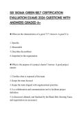 SIX SIGMA GREEN BELT CERTIFICATION EVALUATION EXAMS 2026 QUESTIONS WITH ANSWERS GRADED A&plus;