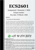 ECS2601 Assignment 1 &lpar;COMPLETE ANSWERS&rpar; Semester 1 2026 - DUE 19 March 2026