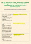 CRCR Certification Exam &vert; Healthcare Financial  Management Association &vert; 2026&sol;2027 &vert;  Questions and Correct Answers &vert; 100&percnt;  guaranteed pass