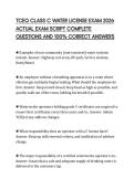 TCEQ CLASS C WATER LICENSE EXAM 2026 ACTUAL EXAM SCRIPT COMPLETE QUESTIONS AND 100&percnt; CORRECT ANSWERS