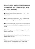 TCEQ CLASS C WATER LICENSE EXAM 2026 EXAMINATION TEST COMPLETE Q&A WITH ACCURATE ANSWERS