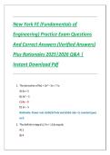 New York FE &lpar;Fundamentals of Engineering&rpar; Practice Exam Questions And Correct Answers &lpar;Verified Answers&rpar; Plus Rationales 2025&vert;2026 Q&A &vert; Instant Download Pdf