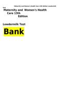 Test Bank Maternity and Women's Health Care 13th Edition Lowdermilk Cashion Alden Olshansky Perry Chapters 1-37 NCLEX NGN