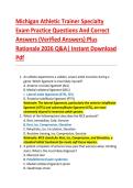 Michigan Athletic Trainer Specialty  Exam Practice Questions And Correct  Answers &lpar;Verified Answers&rpar; Plus  Rationale 2026 Q&A&vert; Instant Download  Pdf 