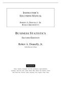 Solutions Manual For Business Statistics 2nd Edition By Robert A&period; Donnelly &lpar;All Chapters&rpar;