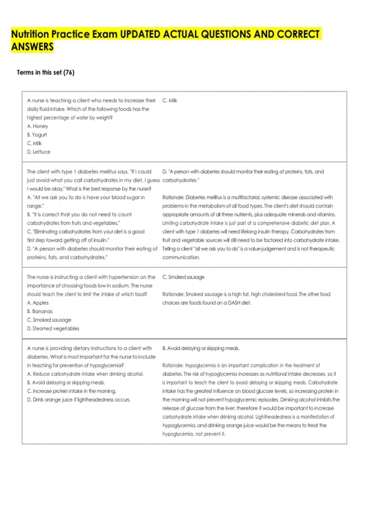 Nutrition Practice Exam UPDATED ACTUAL QUESTIONS AND CORRECT ANSWERS ...