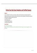 Critical Care HESI Exam &mdash; Verified Questions & Answers &lpar;A&plus; Grade&rpar;