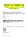 TEXAS REAL ESTATE EXAM AND MATH  QUESTIONS EXAM QUESTIONS AND 100&percnt;  VERIFIED ANSWERS WITH RATIONALES  GRADED A&plus; LATEST