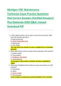 Michigan CNC Maintenance   Technician Exam Practice Questions  And Correct Answers &lpar;Verified Answers&rpar;  Plus Rationale 2026 Q&A&vert; Instant  Download Pdf 
