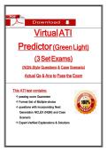    Virtual ATI  Predictor &lpar;Green Light&rpar; &lpar;3 Set Exams&rpar; &lpar;NGN-Style Questions & Case Scenario&rpar; Actual Qs & Ans to Pass the Exam  This ATI test contains&colon; &Tab;passing score Guarantee &Tab;Format Set of Multiple-choice &Tab;questions with incorporating Next Generation 