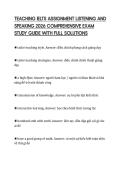 TEACHING IELTS ASSIGNMENT LISTENING AND SPEAKING 2026 COMPREHENSIVE EXAM STUDY GUIDE WITH FULL SOLUTIONS