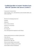 Certified Specialist in Geriatric Nutrition Exam 2026-2027 Questions And Answers Graded A&plus;