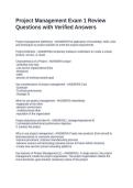 Project Management Exam 1 Review Questions with Verified Answers