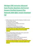Michigan EMS Instructor Advanced  Exam Practice Questions And Correct  Answers &lpar;Verified Answers&rpar; Plus  Rationale 2026 Q&A&vert; Instant Download  Pdf 