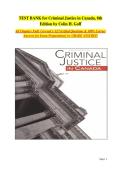Test Bank for Criminal Justice in Canada 8th Edition by Colin H&period; Goff isbn- 9780176899264 All Chapters 1-12 Latest Complete Edition Graded A&plus;