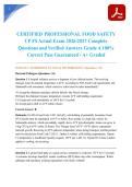 CERTIFIED PROFESSIONAL FOOD SAFETY CP FS Actual Exam 2026&sol;2027 Complete Questions and Verified Answers Grade A 100&percnt; Correct Pass Guaranteed - A&plus; Graded