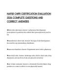 NAPSR CNPR CERTIFICATION EVALUATION 2026 COMPLETE QUESTIONS AND CORRECT ANSWERS