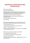 NUR 453 Exam 1 Possible Questions With Complete Answers 