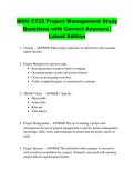 WGU C722 Project Management Study  Questions with Correct Answers &vert;  Latest Edition