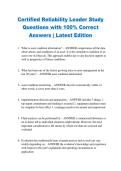 Certified Reliability Leader Study  Questions with 100&percnt; Correct  Answers &vert; Latest Edition
