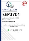 SEP3701 Assignment 1 &lpar;DETAILED ANSWERS&rpar; Semester 1 2026 - DISTINCTION GUARANTEED