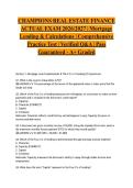 CHAMPIONS REAL ESTATE FINANCE ACTUAL EXAM 2026&sol;2027 &vert; Mortgage Lending & Calculations &vert; Comprehensive Practice Test &vert; Verified Q&A &vert; Pass Guaranteed - A&plus; Graded