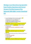 Michigan Lean Manufacturing Specialist  Exam Practice Questions And Correct  Answers &lpar;Verified Answers&rpar; Plus  Rationale 2026 Q&A&vert; Instant Download  Pdf 