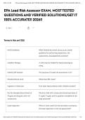 EPA Lead Risk Assessor EXAM&comma; MOST TESTED QUESTIONS AND VERIFIED SOLUTIONS&sol;GET IT 100&percnt; ACCURATE&excl;&excl; 2026&excl;&excl;