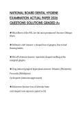 NATIONAL BOARD DENTAL HYGIENE EXAMINATION ACTUAL PAPER 2026 QUESTIONS SOLUTIONS GRADED A&plus;