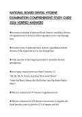 NATIONAL BOARD DENTAL HYGIENE EXAMINATION COMPREHENSIVE STUDY GUIDE 2026 VERIFIED ANSWERS