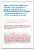 Audit CPA 2026 Exam 1 &lpar;Actual Exam&rpar;   2026-2027 ACTUAL &lpar;2026&rpar; UPDATE   20262027 COMPLETE EXAM Questions  With Correct Detailed & Verified ANSWERS  &lpar;100&percnt; Accurate Solutions&rpar; &vert;&vert;ALREADY  GRADED A&plus;&vert;&vert;Exam Guarantee Pass&excl;&excl;  