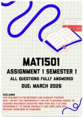 MAT1501 Assignment 1 Semester 1 Memo &vert; Due March 2026