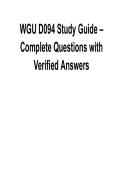 WGU D094 Study Guide Complete Questions with Verified Answers 2025&sol; 2026