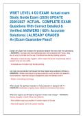 WSET LEVEL 4 D2 EXAM  Actual exam  Study Guide Exam &lpar;2026&rpar; UPDATE  20262027  ACTUAL  COMPLETE EXAM  Questions With Correct Detailed &  Verified ANSWERS &lpar;100&percnt; Accurate  Solutions&rpar; &vert;&vert;ALREADY GRADED  A&plus;&vert;&vert;Exam Guarantee Pass&excl;&excl;