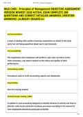 WGU OA C483 PRINCIPLE OF MANAGEMENT COMPREHENSIVE TEST BANK PREP EXAM NEWEST VERSION WITH COMPLETE QUESTIONS AND ACCURATE DETAILED ANSWERS VERIFIED ANSWERS ALREADY GRADED A&plus;