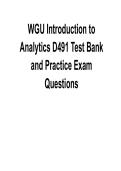 WGU Introduction to Analytics D491 Test Bank and Practice Exam Questions 2025&sol; 2026