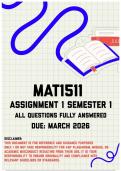 MAT1511 Assignment 1 Semester 1 Memo &vert; Due March 2026