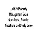 Unit 20 Property Management Exam Questions Practice Questions and Study Guide 2025&sol; 2026