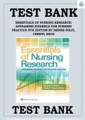 TEST BANK for Essentials of Nursing Research Appraising Evidence for Nursing Practice 9th Edition by Denise Polit&period;&vert;All chapters 1-18 covered&comma; Complete test guide&comma; Latest Update&period;