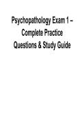 Psychopathology Exam 1 Complete Practice Questions and Study Guide 2025&sol; 2026