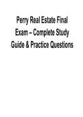 Perry Real Estate Final Exam Complete Study Guide and Practice Questions 2025&sol; 2026