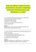 NUR 254 CHILD CARING EXAM 3  QUESTIONS AND 100&percnt; VERIFIED  ANSWERS WITH RATIONALES  GRADED A&plus; LATEST