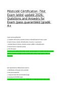 Pesticide Certification Test Exam 2026 Questions and Answers Study Guide for A&plus; Pass Guaranteed
