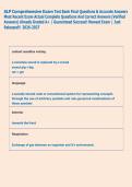 SLP Comprehensive Exam Test Bank Final Questions & Accurate Answers  Most Recent Exam Actual Complete Questions And Correct Answers &lpar;Verified  Answers&rpar; Already Graded A&plus; &vert; Guaranteed Success&excl;&excl; Newest Exam &vert; Just  Released&excl;&excl;  2026-2027  