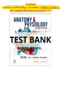TEST BANK FOR Anatomy & Physiology &lpar;includes A&P Online course&rpar; 11th Edition by Kevin T&period; Patton &comma; Frank B&period; Bell ISBN&colon;978-0323775717 COMPLETE GUIDE ALL CHAPTERS COVERED 100&percnt; VERIFIED A&plus; GRADE ASSURED&excl;&excl;&excl;&excl;&excl; NEW LATEST UPDATE&excl;&excl;&excl;&excl;&excl;