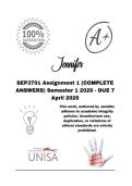 SEP3701 Assignment 1 &lpar;COMPLETE ANSWERS&rpar; Semester 1 2026 - DUE 7 April 2026&semi; 100&percnt; Correct solutions and explanations&period; 