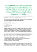 NUR209 EXAM 1 Actual Exam 2026&sol;2027 Complete Questions and Verified Answers with Detailed Rationales Medical Surgical Nursing II 100&percnt; Correct Grade A Pass Guaranteed - A&plus; Graded