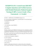 NUR209 EXAM 1 Actual Exam 2026&sol;2027 Complete Questions and Verified Answers with Detailed Rationales Medical Surgical Nursing II 100&percnt; Correct Grade A Pass Guaranteed - A&plus; Graded